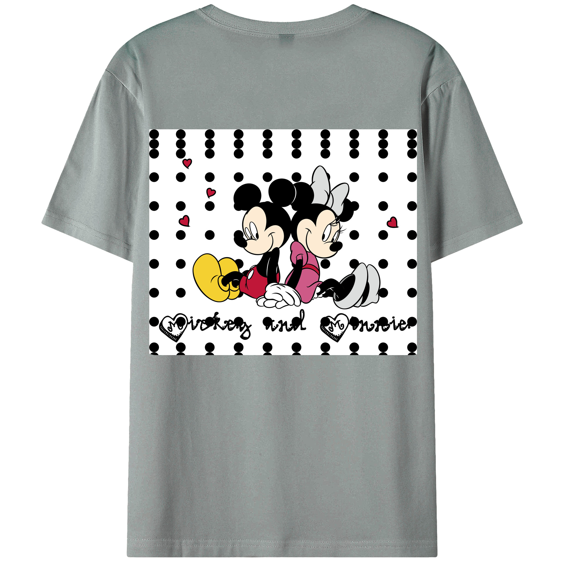 ミッキーマウス Mickey Mouse 綿100％ メンズ半袖Tシャツ（バックプリント） 通気性